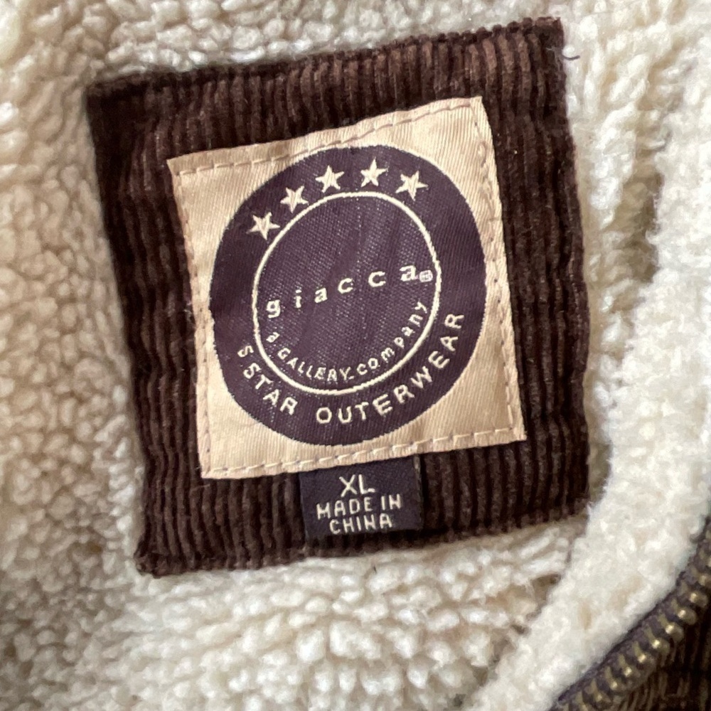 Giacca Corduroy Sherpa Lined Hooded Jacket | Brown & Cream | XL - Picture 5 of 5